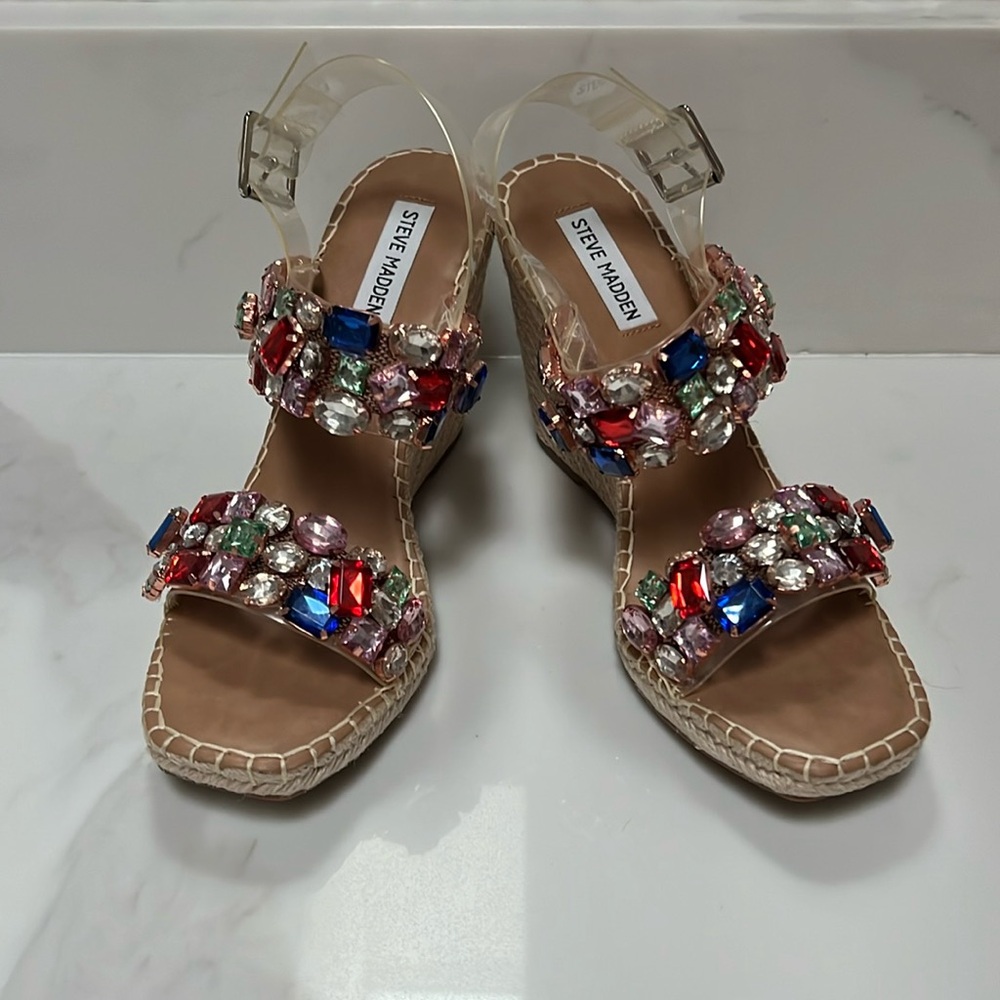 Steve Madden Jeweled Wedge Sandal like new!